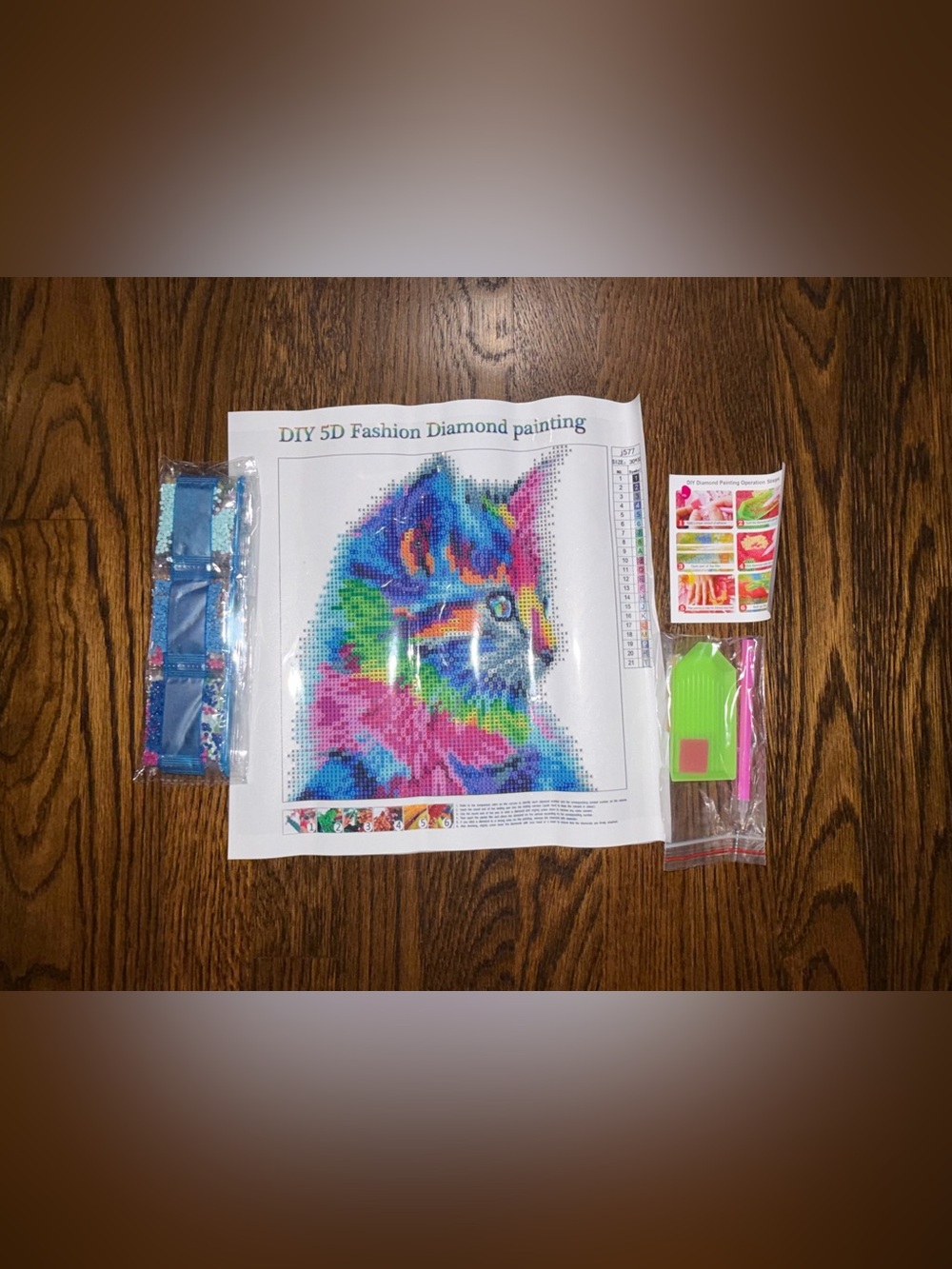 DIY 5D Fashion Diamond Painting Kit - Colorful Cat Design - Picture 2 of 4